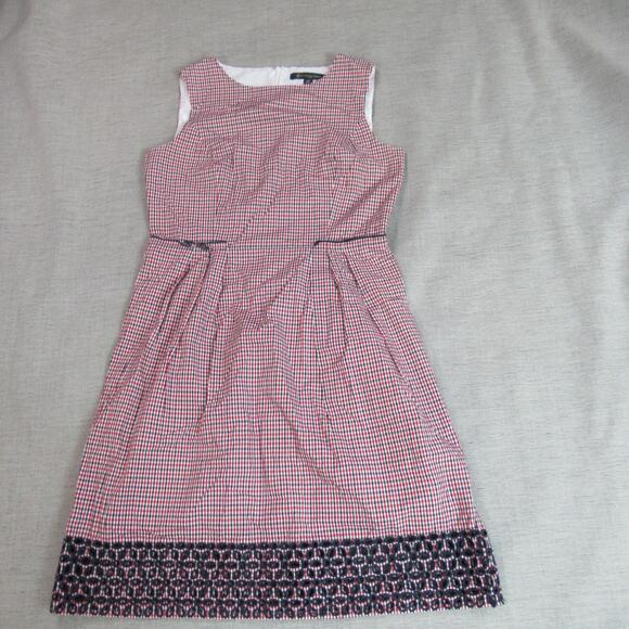 Brooks Brothers Dress Womens 6P Red Blue Eyelet Hem Coastal Preppy Rich Girl - Picture 1 of 11